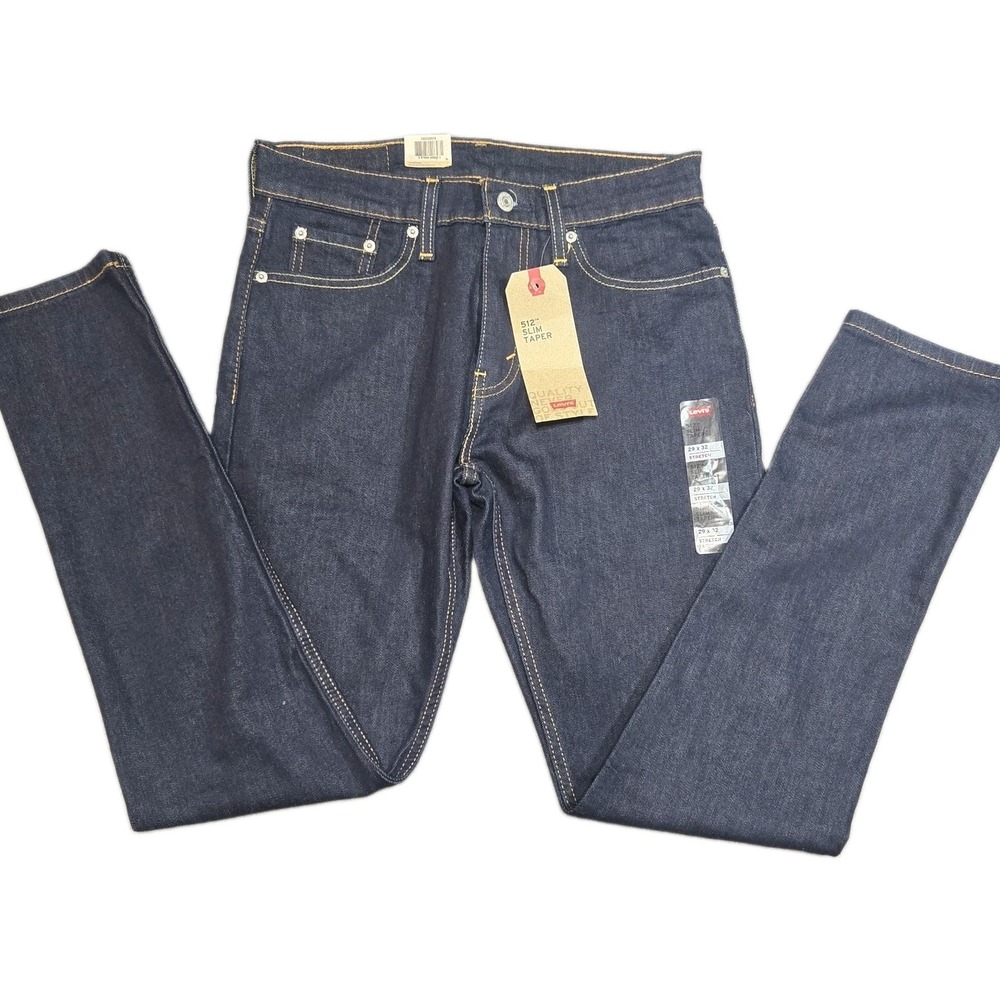 Levi's 512 Slim Taper Jeans Dark Wash Stretch Denim 29x32 New with Tags